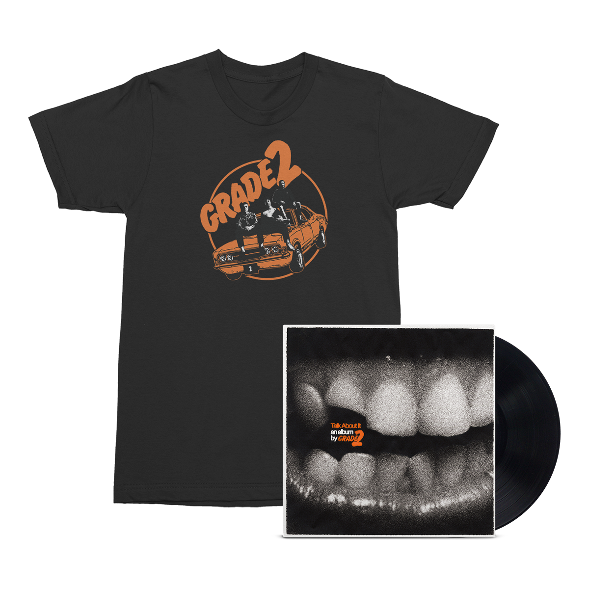grade-2-talk-about-it-lp-schwarz-car-t-shirt-bundle image 1
