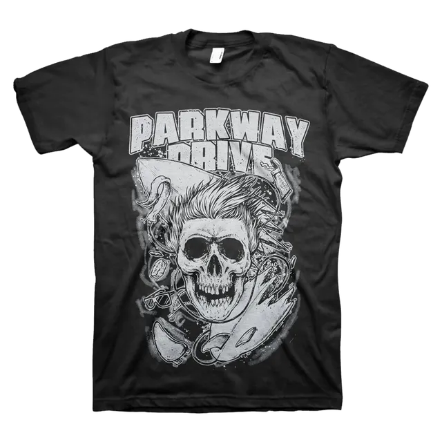 parkway-drive-surfer-skull-t-shirt-schwarz-baumwolle image 1