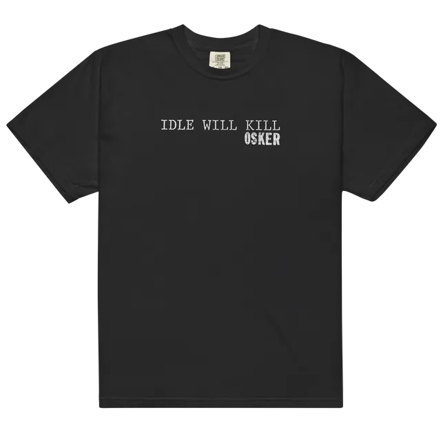 idle-will-kill-t-shirt-schwarz-100-baumwolle-cover-print image 1
