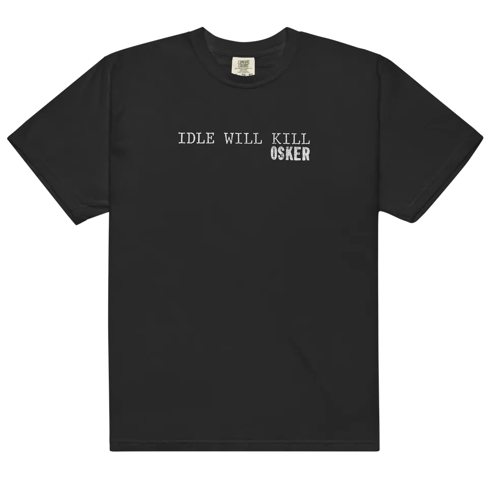 idle-will-kill-t-shirt-schwarz-100-baumwolle-cover-print image 1