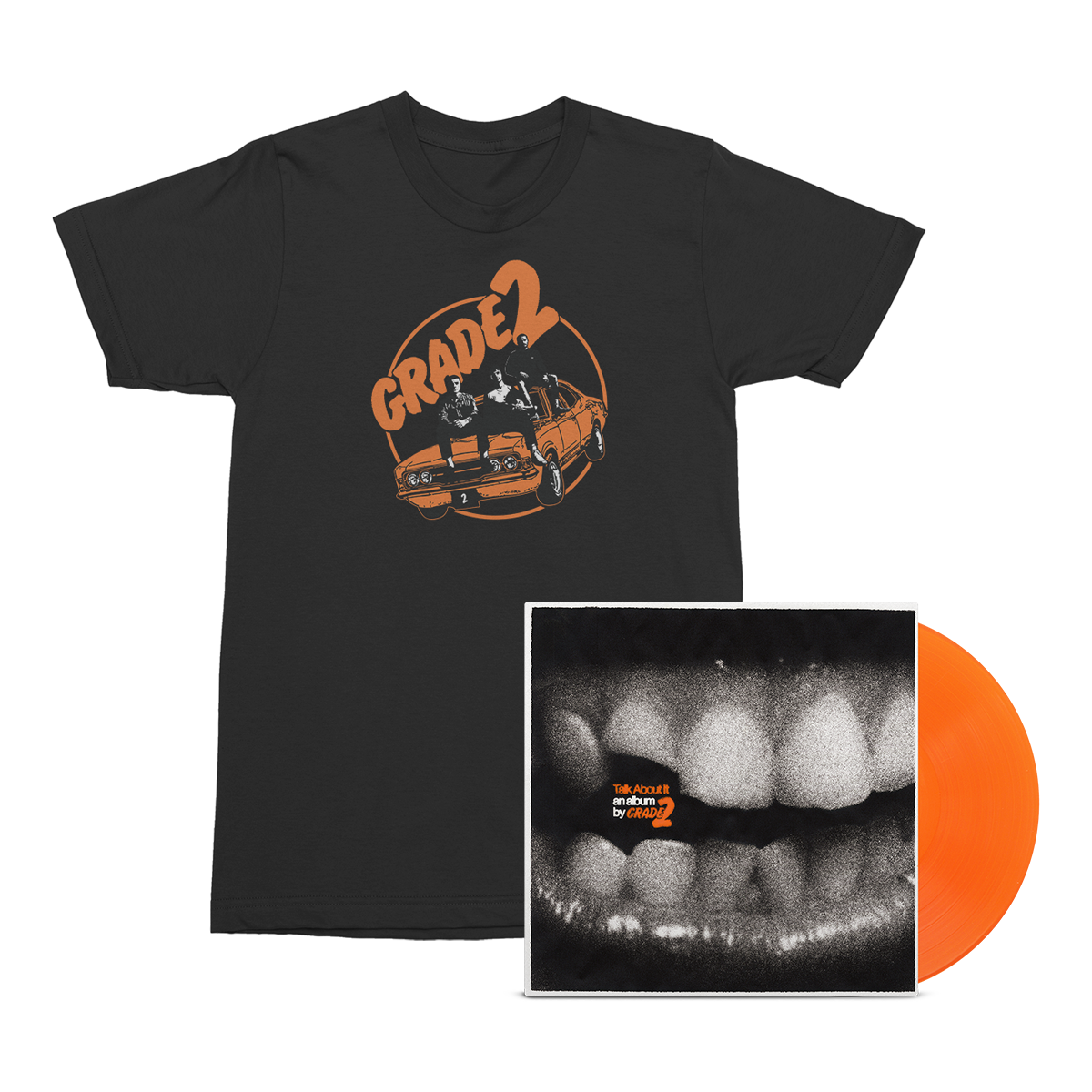 grade-2-talk-about-it-vinyl-orange-car-t-shirt-bundle image 1