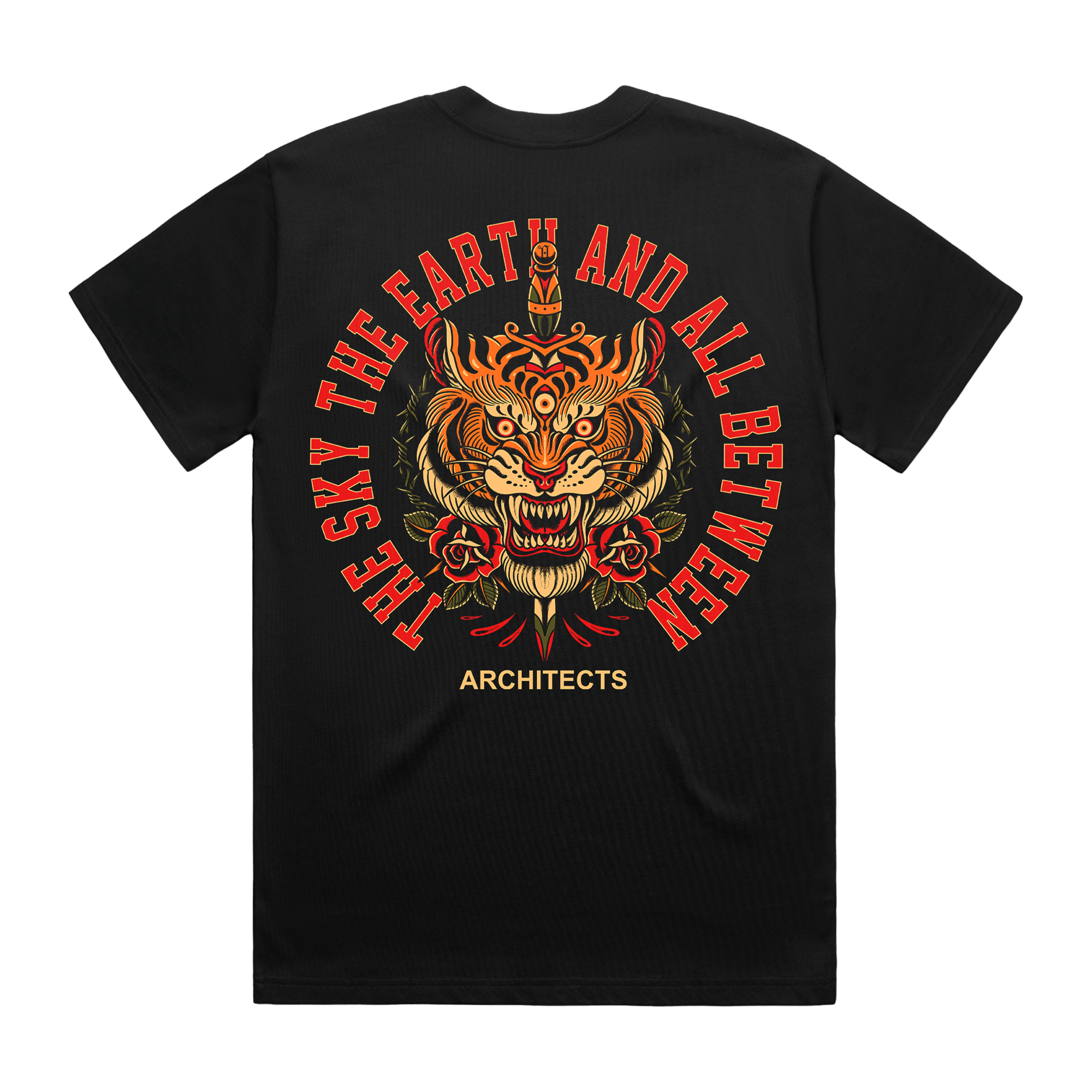 architects-tiger-knife-t-shirt-schwarz-tattoo-baumwolle image 2