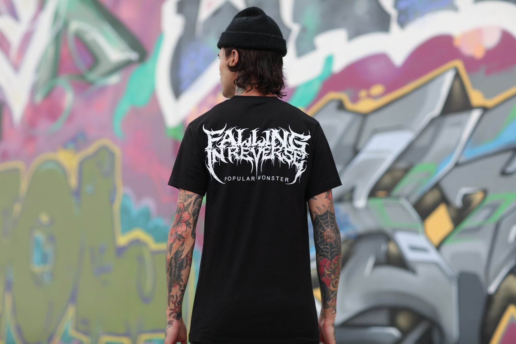 falling-in-reverse-popular-monster-cover-back-logo-t-shirt-schwarz image 3