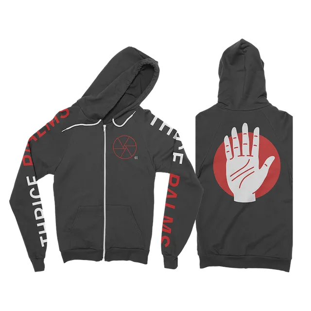 thrice-palms-zip-up-hoodie-kapuzenjacke-schwarz image 1
