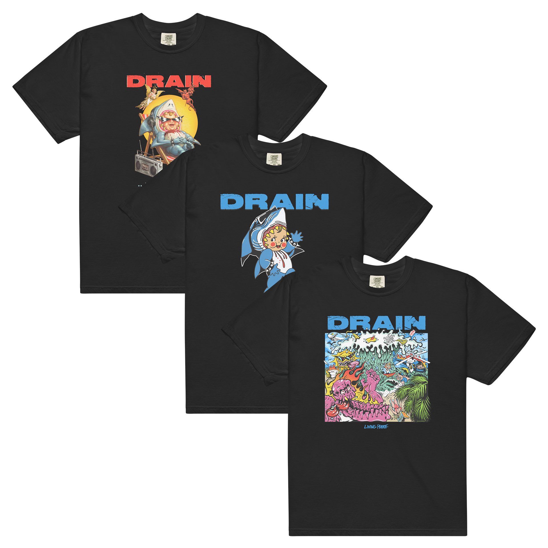 drain-t-shirt-bundle-3er-set-schwarz-baumwolle-hardcore image 1