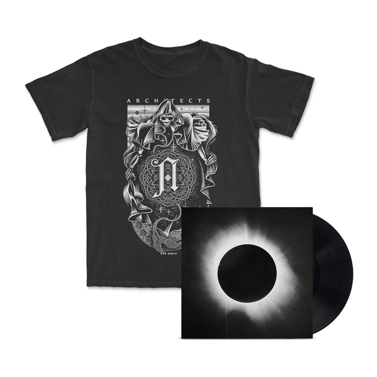 architects-all-our-gods-lp-reaper-t-shirt-bundle-black image 1