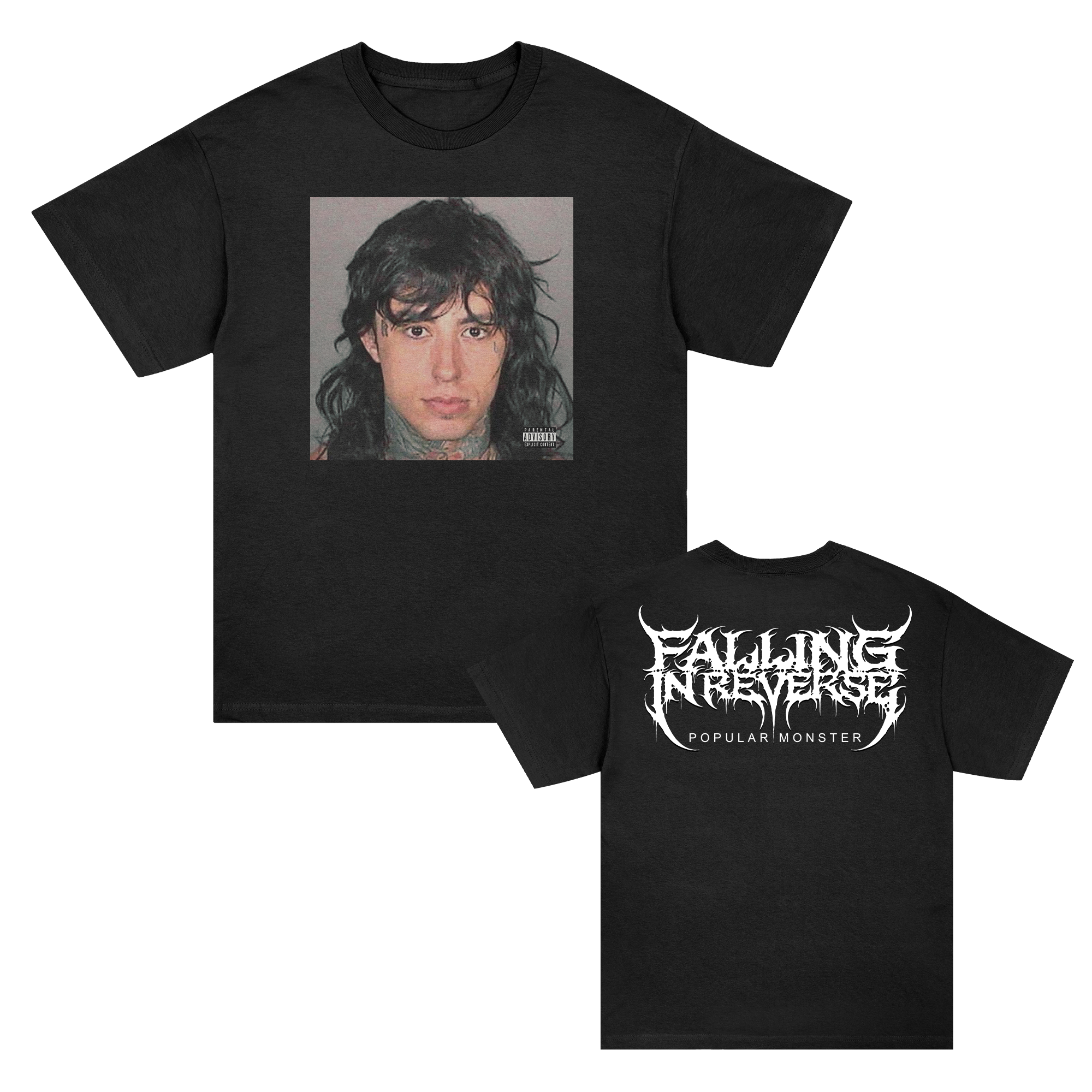 falling-in-reverse-popular-monster-cover-back-logo-t-shirt-schwarz image 1