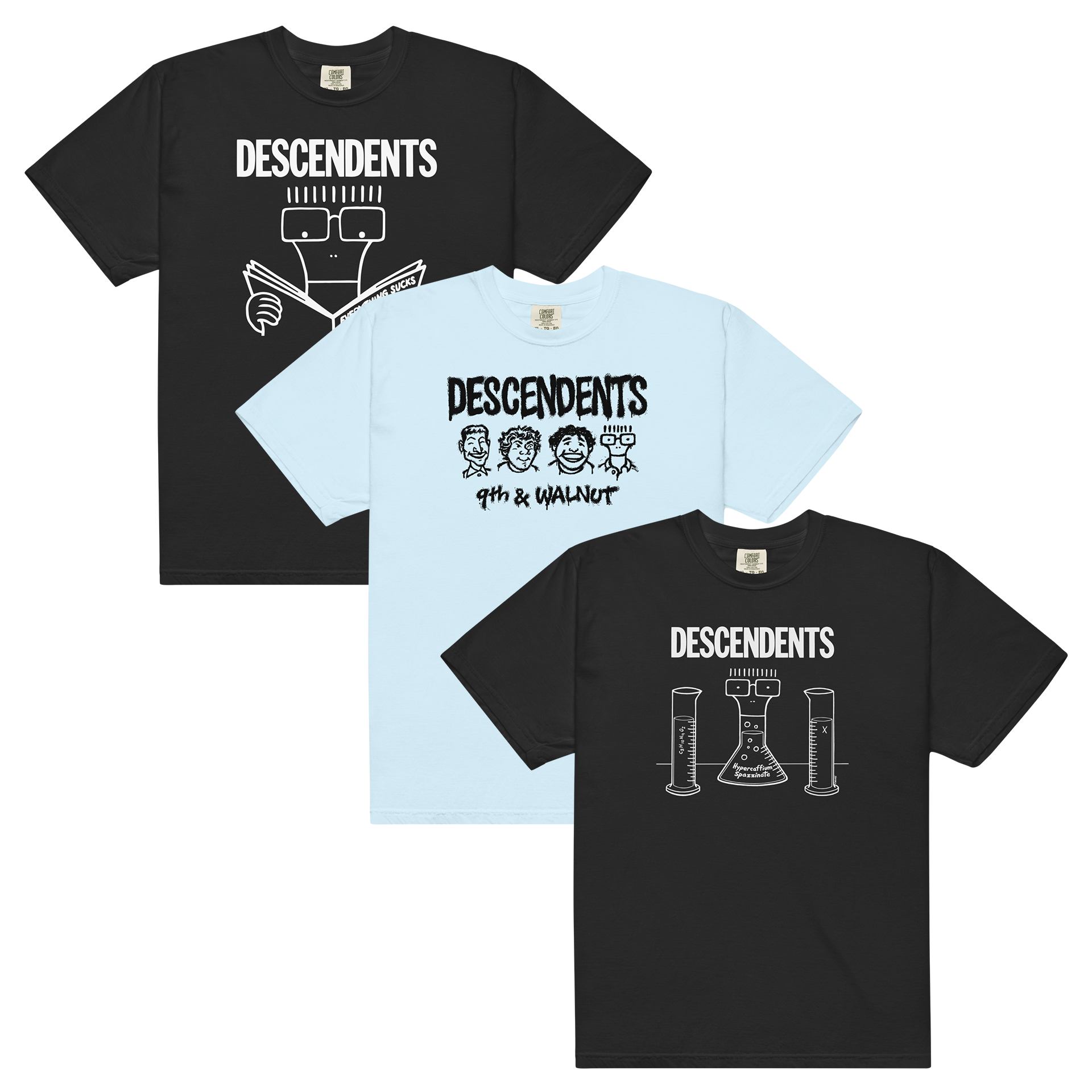 descendents-t-shirt-bundle-3er-set-schwarz-hellblau image 1